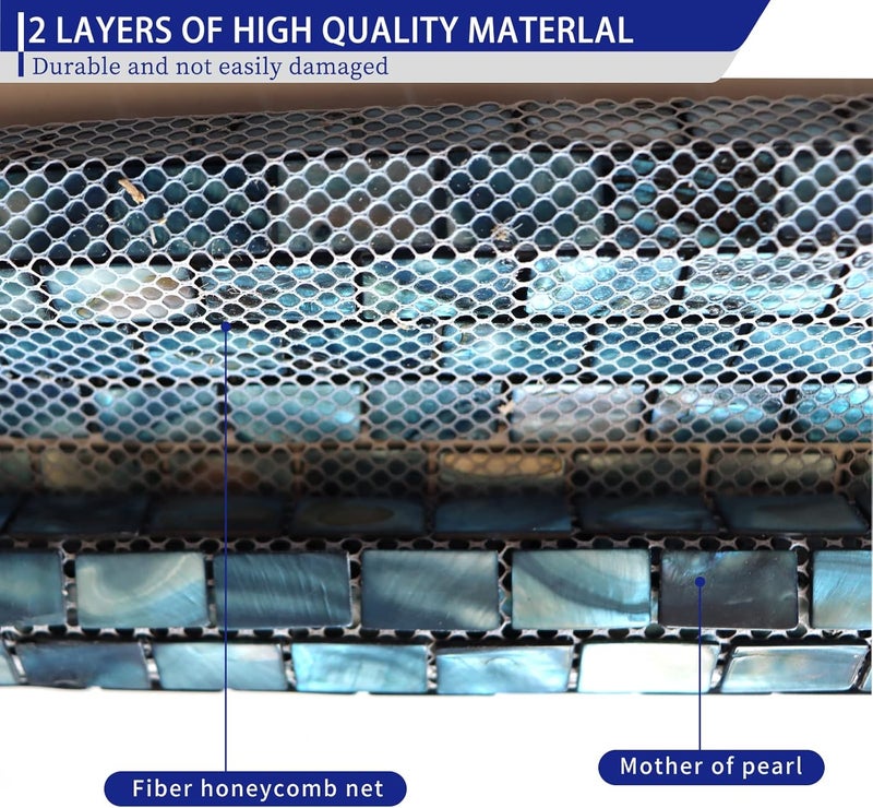 Mop Mother of Pearl Shell Mosaic Mini Brick Backsplash Tile, are Used for Kitchen Backsplashes and Bathroom Wall Tiles, Dark Blue 10 Sheets - Image 4